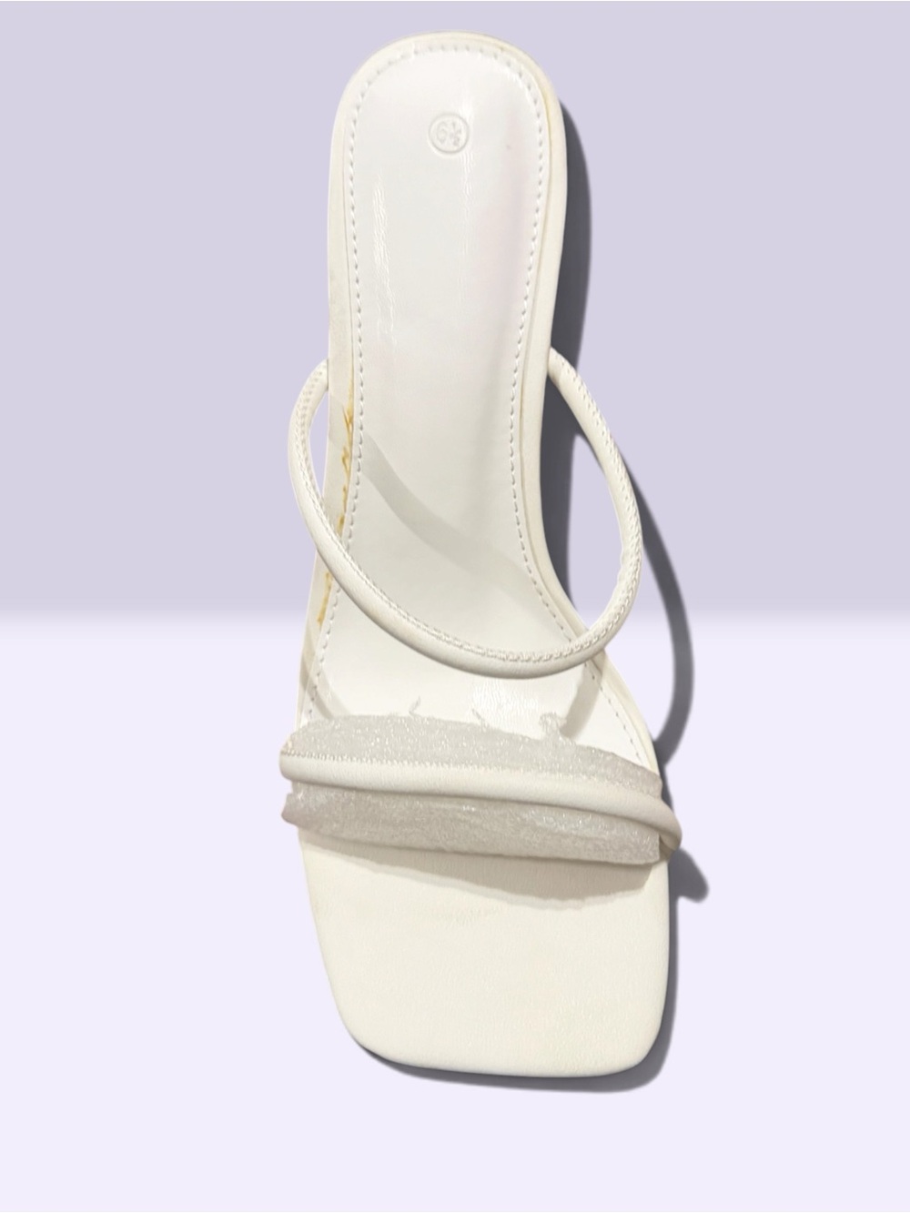 White Strappy Square-Toe Women's Slide Sandal
